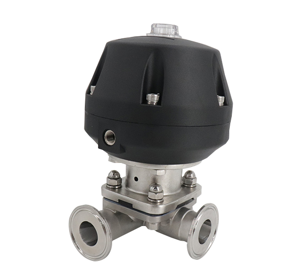 Plastic pneumatic three-way diaphragm valve